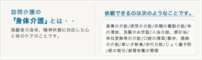 身体介護で受けられるサポート